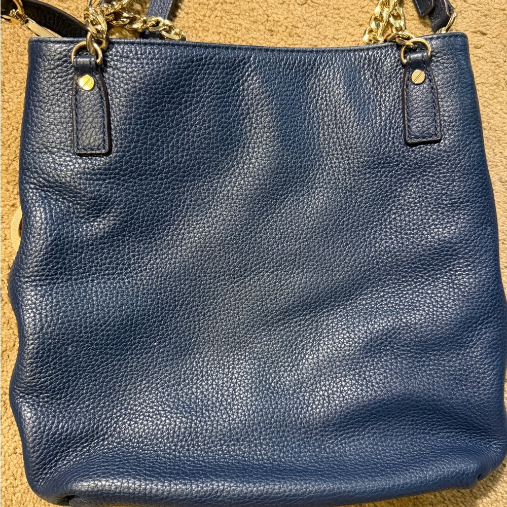 Michael Kors Blue Pebble Leather Hobo Style Bag - Picture 5 of 8